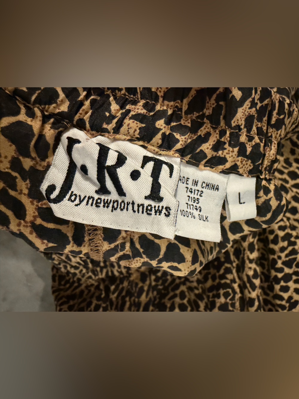 Leopard Print 100% Silk Maxi Skirt Elastic Waist Flowy Animal Print Size L - Picture 7 of 9